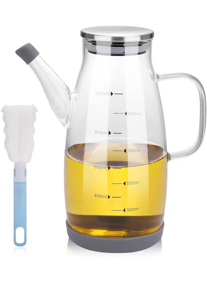 Orchid Glass Oil Kettle with Handle & Spout, Borosilicate Glass Oil Dispenser Bottle for Kitchen, Transparent Cooking Oil Vinegar Pourer, Easy-Pour Drip-Free Oil Pot (Transparent, 1000, Milliliters) - Image 2
